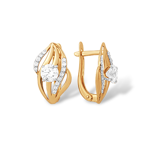 Серьги из золота с камнем Фианит фото, цены