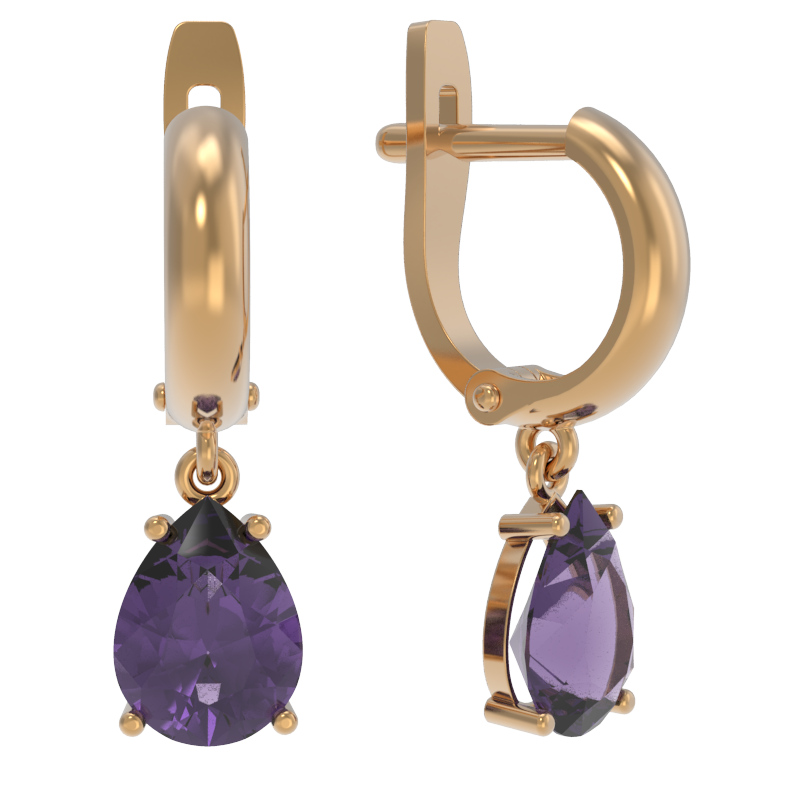 Серьги из золота с камнем аметист фото, цены