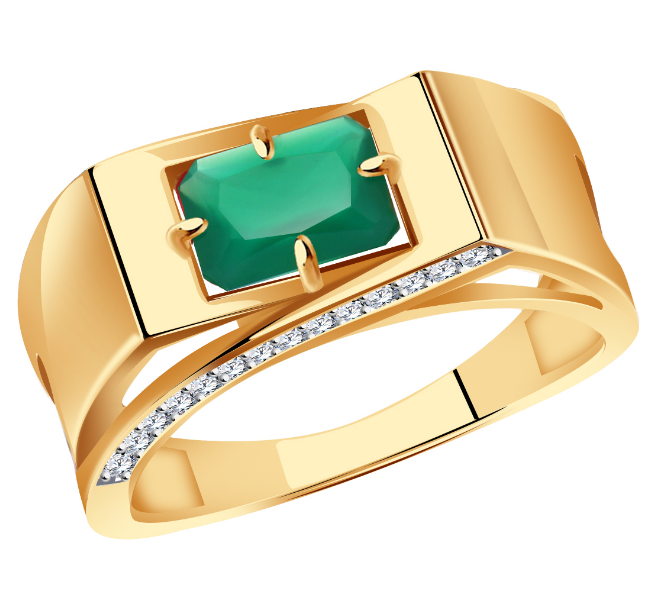 Кольцо из золота с камнем Гранат, Фианит фото, цены