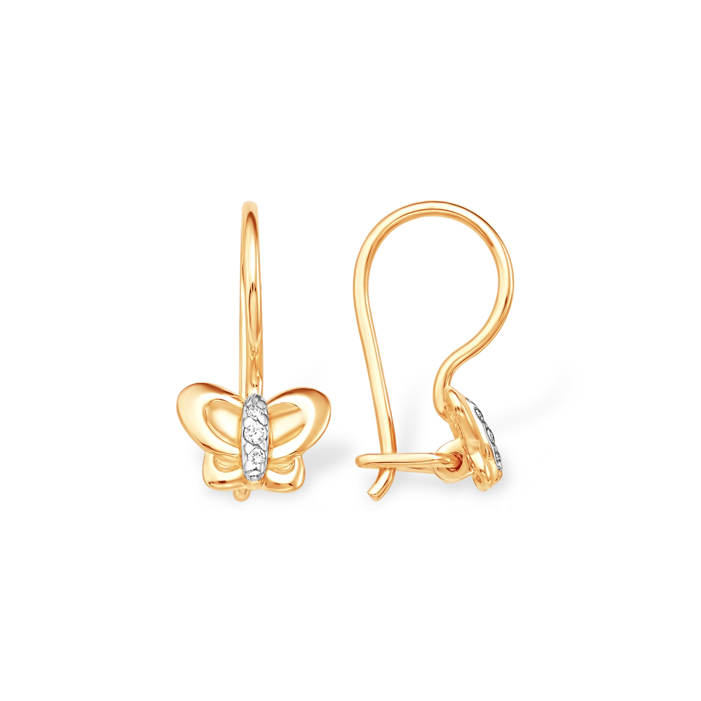 Серьги из золота с камнем Фианит фото, цены