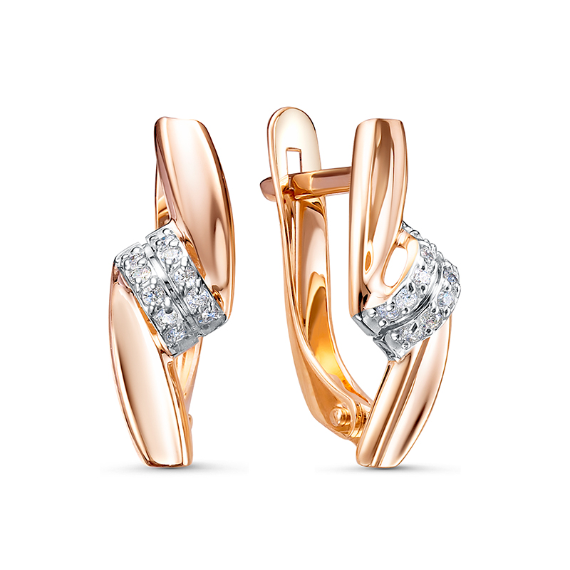 Серьги из золота с камнем Фианит фото, цены