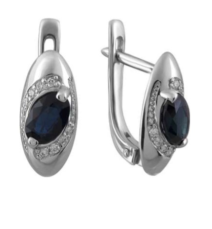 Серьги из золота с камнем Бриллиант, Сапфир фото, цены