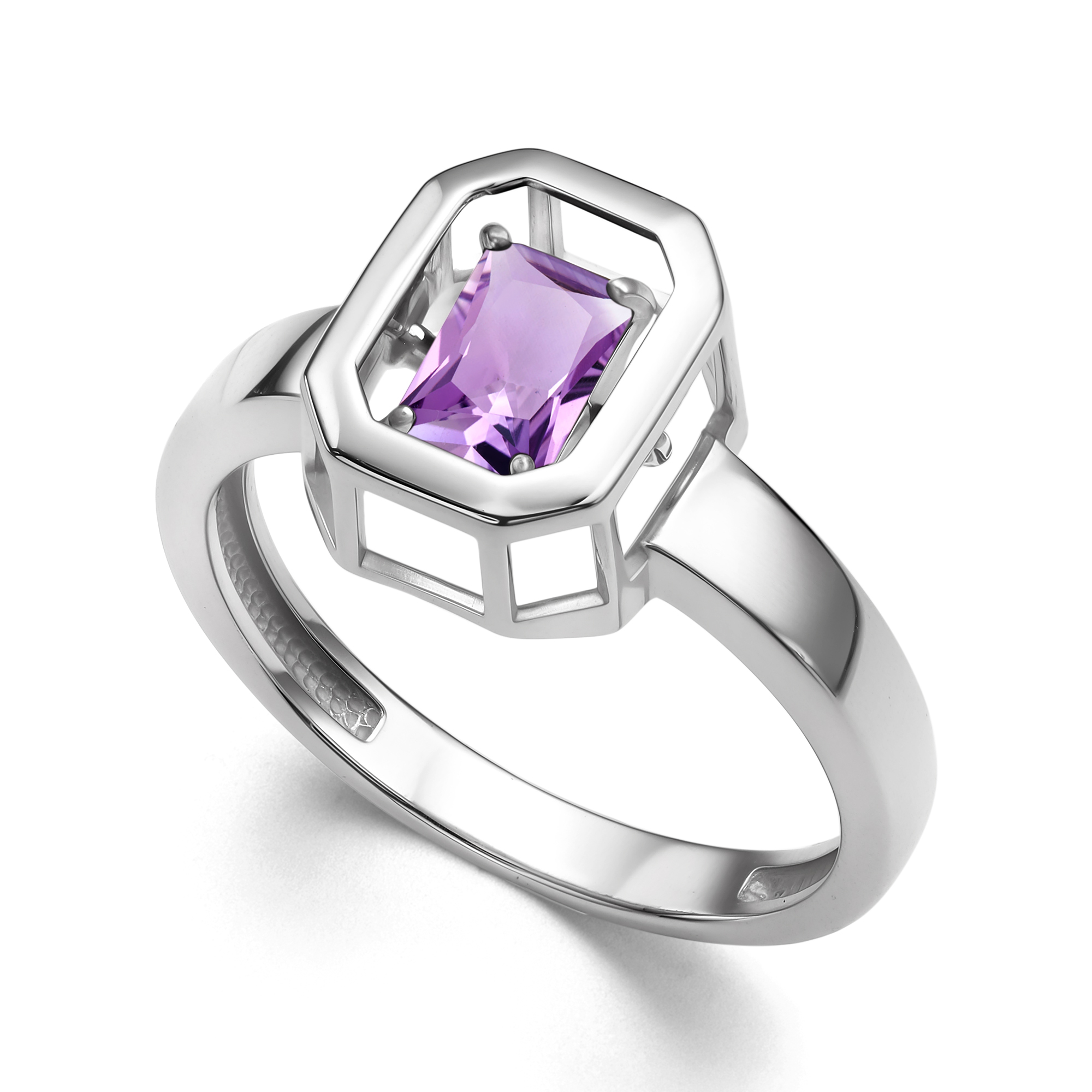 Кольцо из серебра с камнем аметист фото, цены