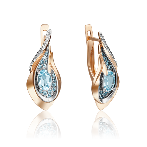 Серьги из золота с камнем Топаз фото, цены