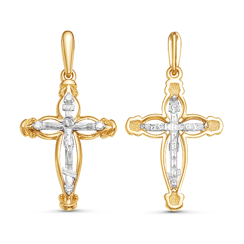 Крест из золота с камнем Бриллиант фото, цены