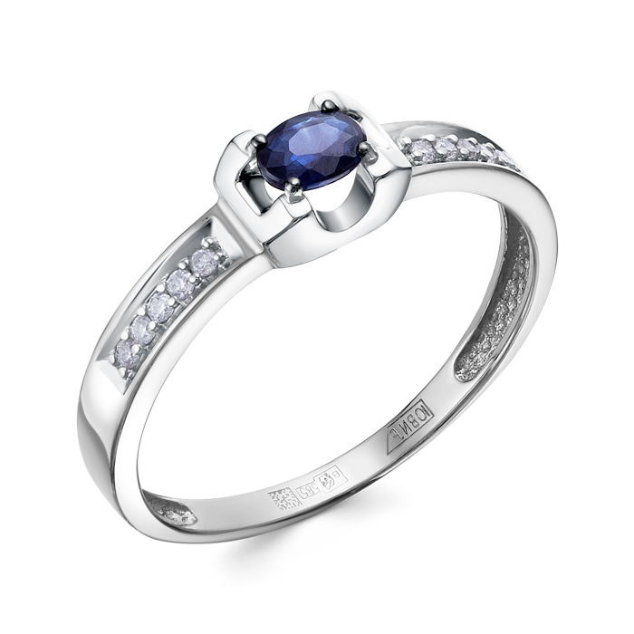 Кольцо из золота с камнем Бриллиант, Сапфир фото, цены