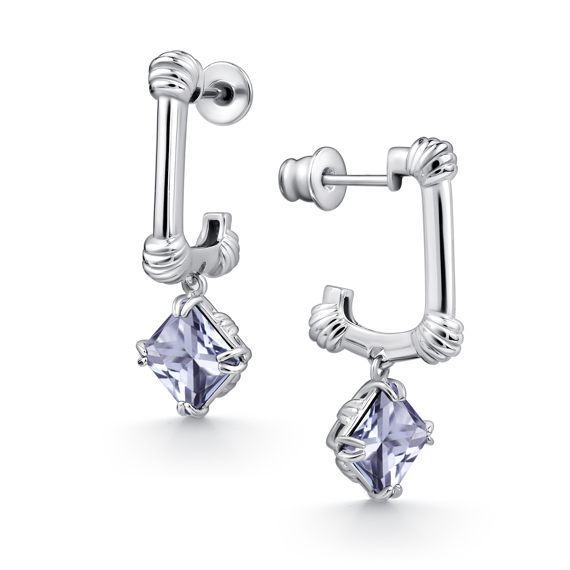 Серьги из серебра с камнем Кристалл фото, цены