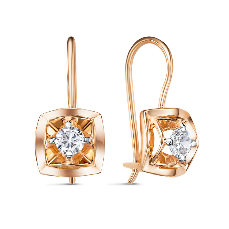 Серьги из золота с камнем Фианит фото, цены