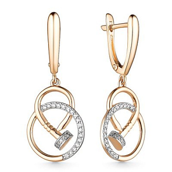 Серьги из золота с камнем Фианит фото, цены