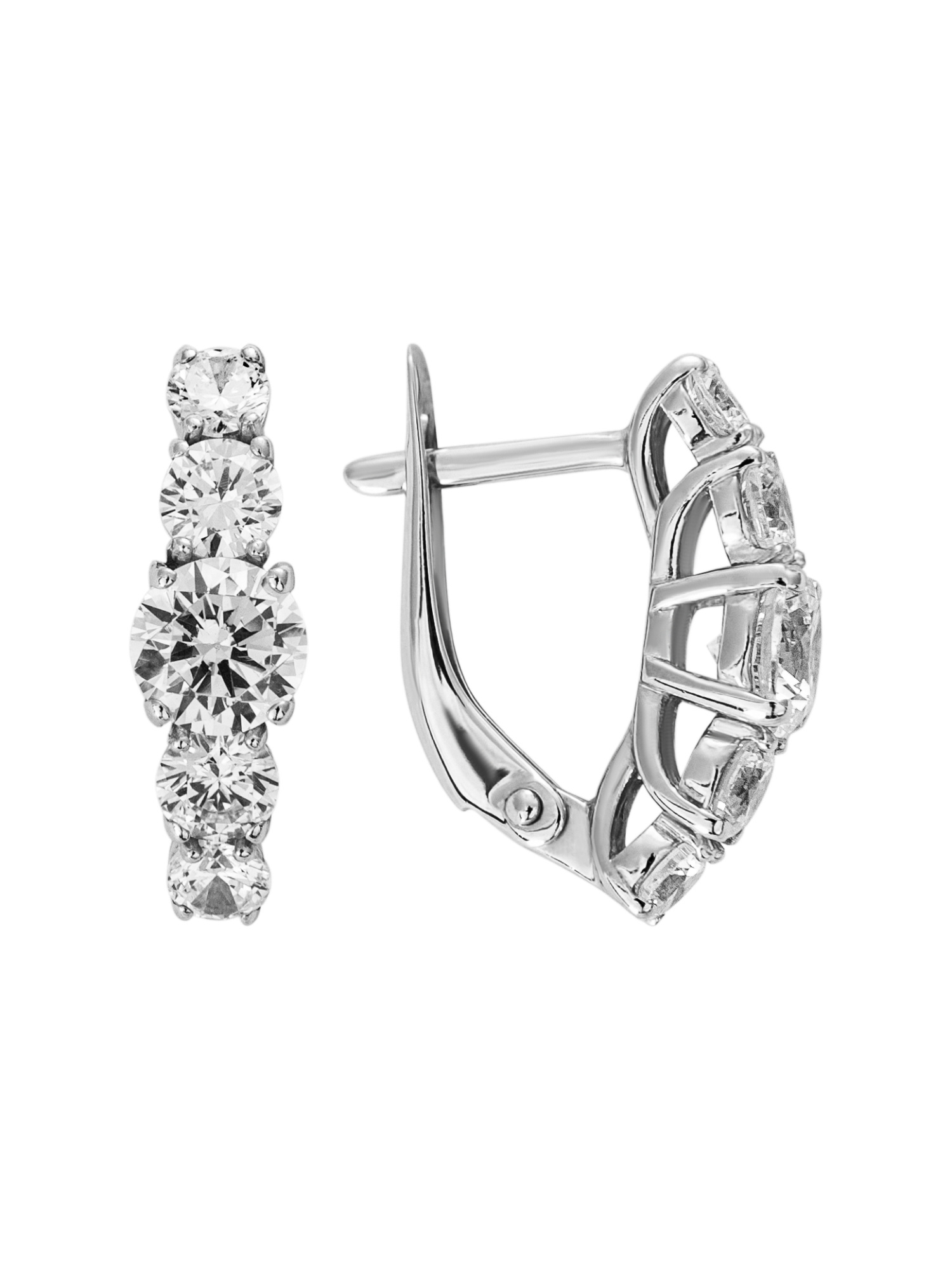 Серьги из серебра с камнем Фианит фото, цены