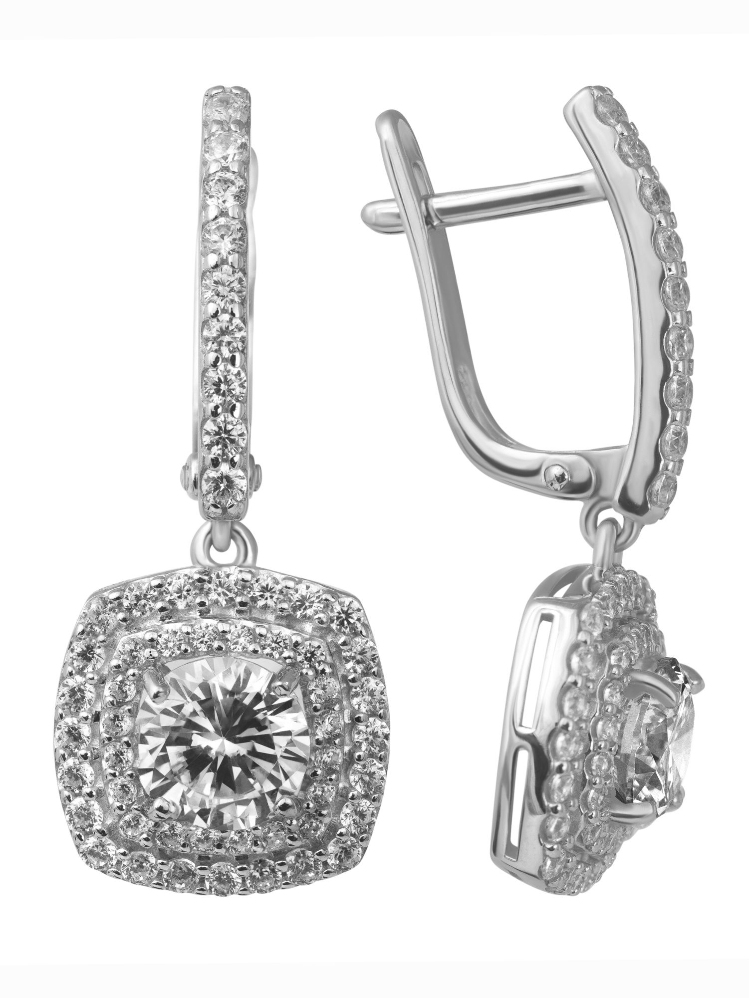 Серьги из серебра с камнем Фианит фото, цены