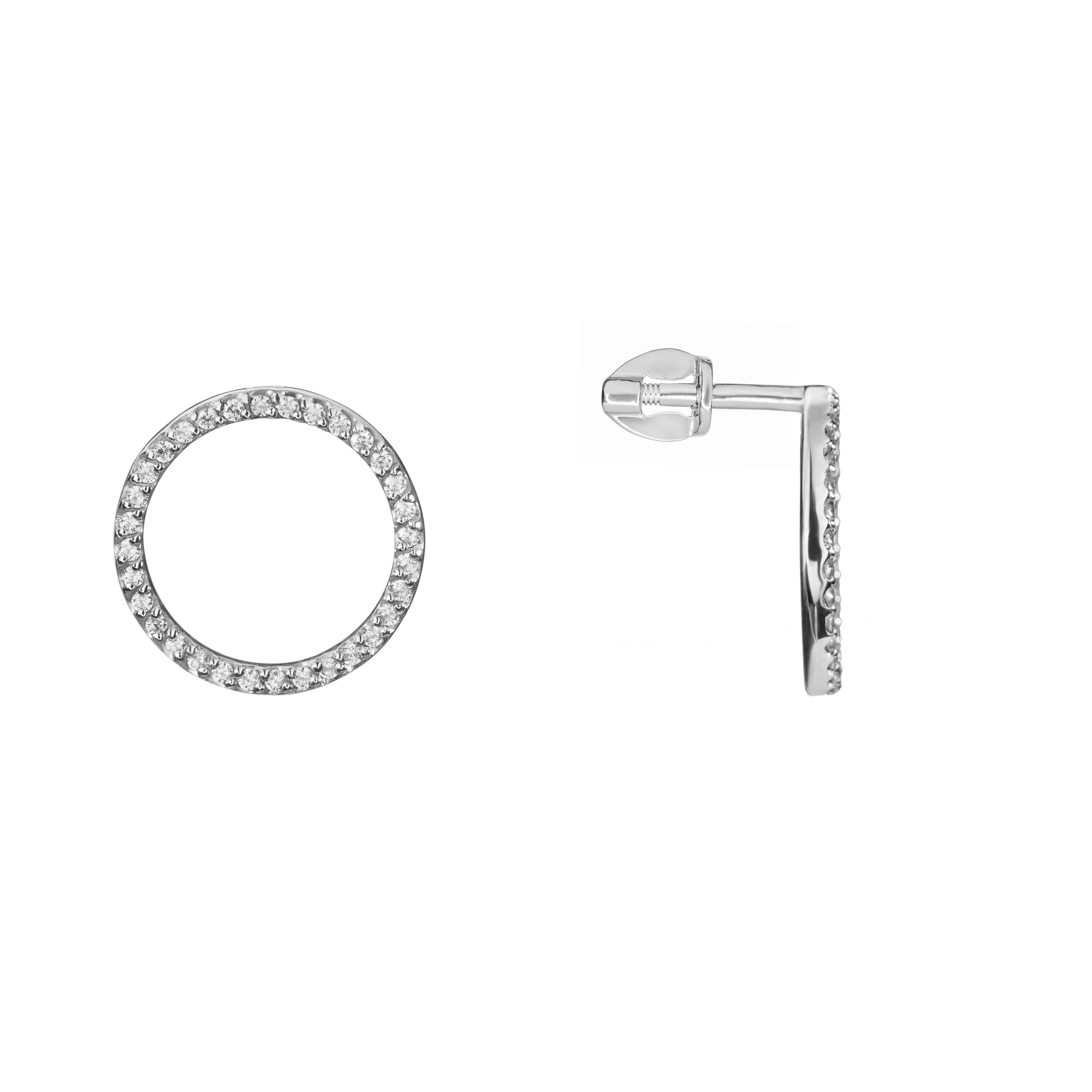 Серьги из серебра с камнем Фианит фото, цены