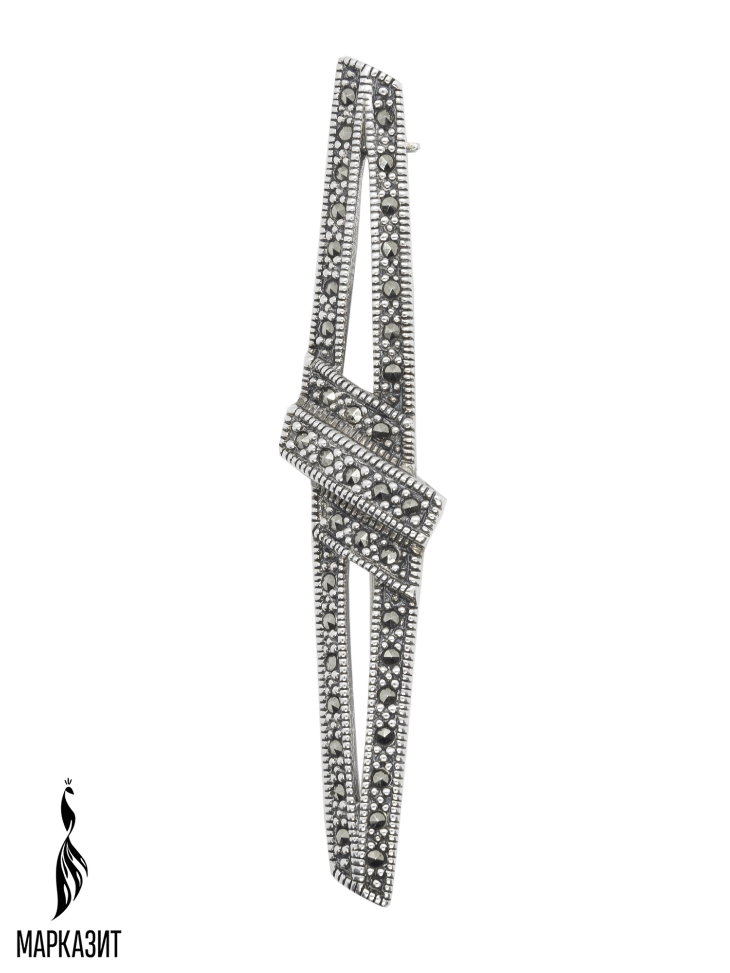 Брошь из серебра с камнем Марказит фото, цены