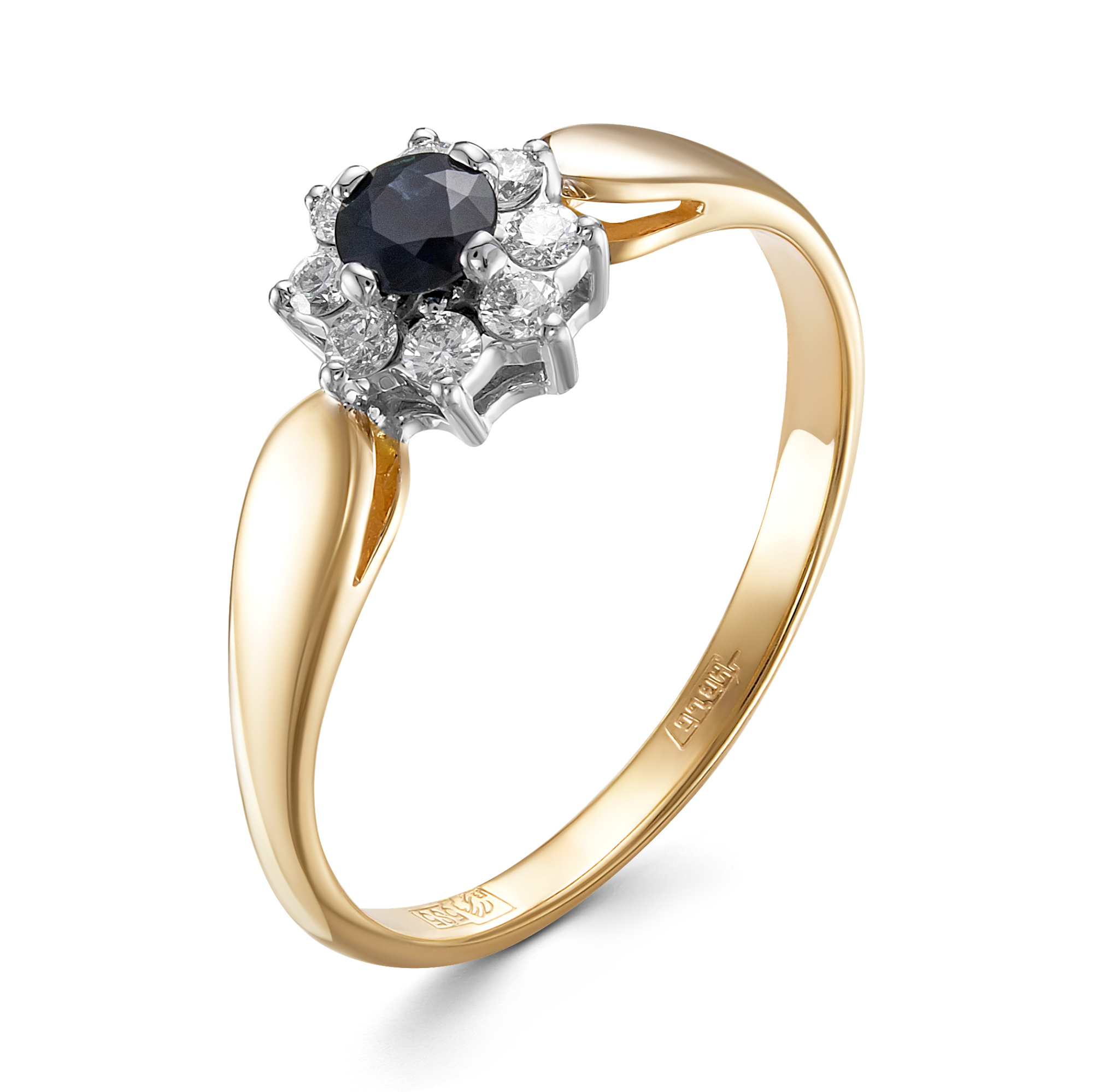 Кольцо из золота с камнем Бриллиант, Сапфир фото, цены