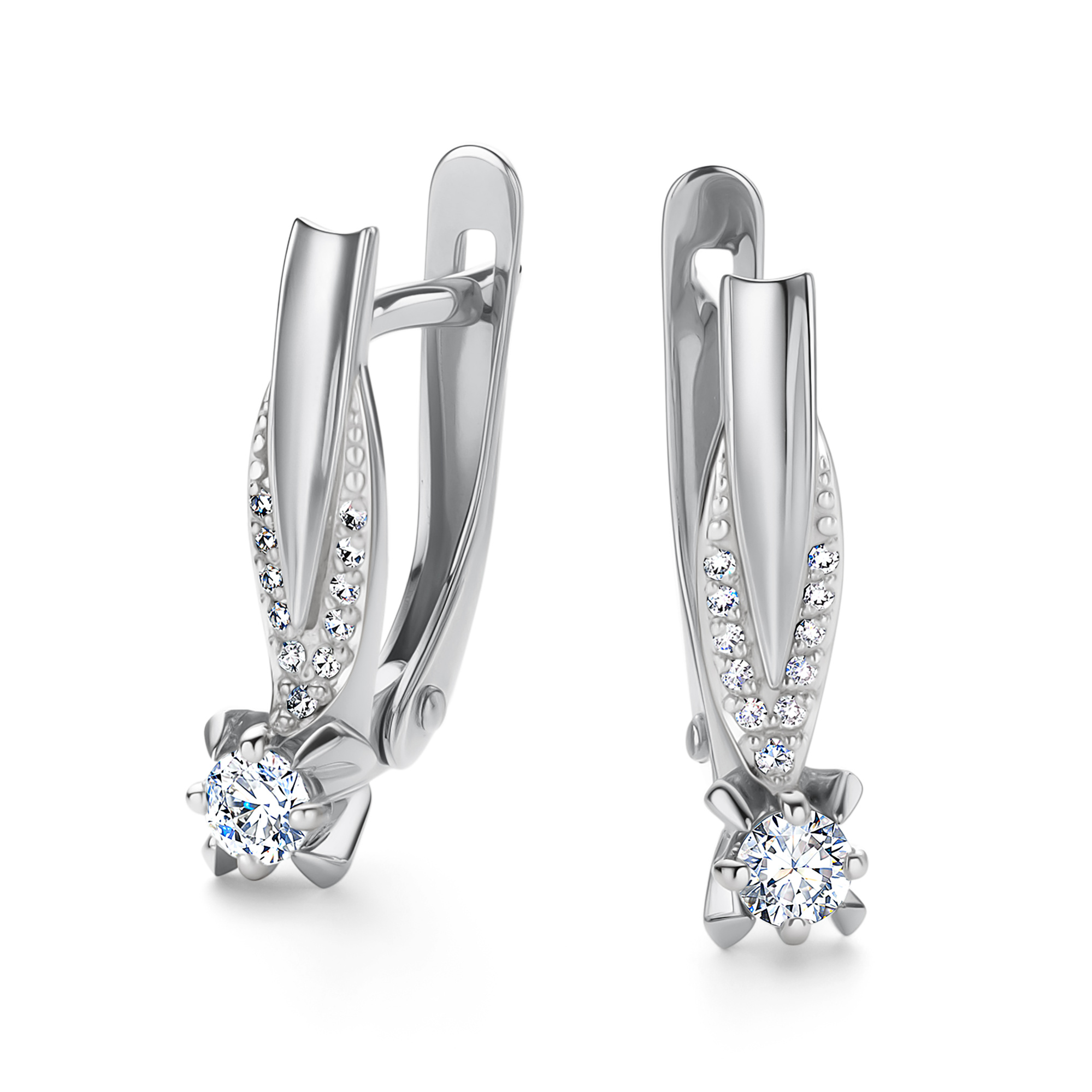 Серьги из золота с камнем Бриллиант фото, цены