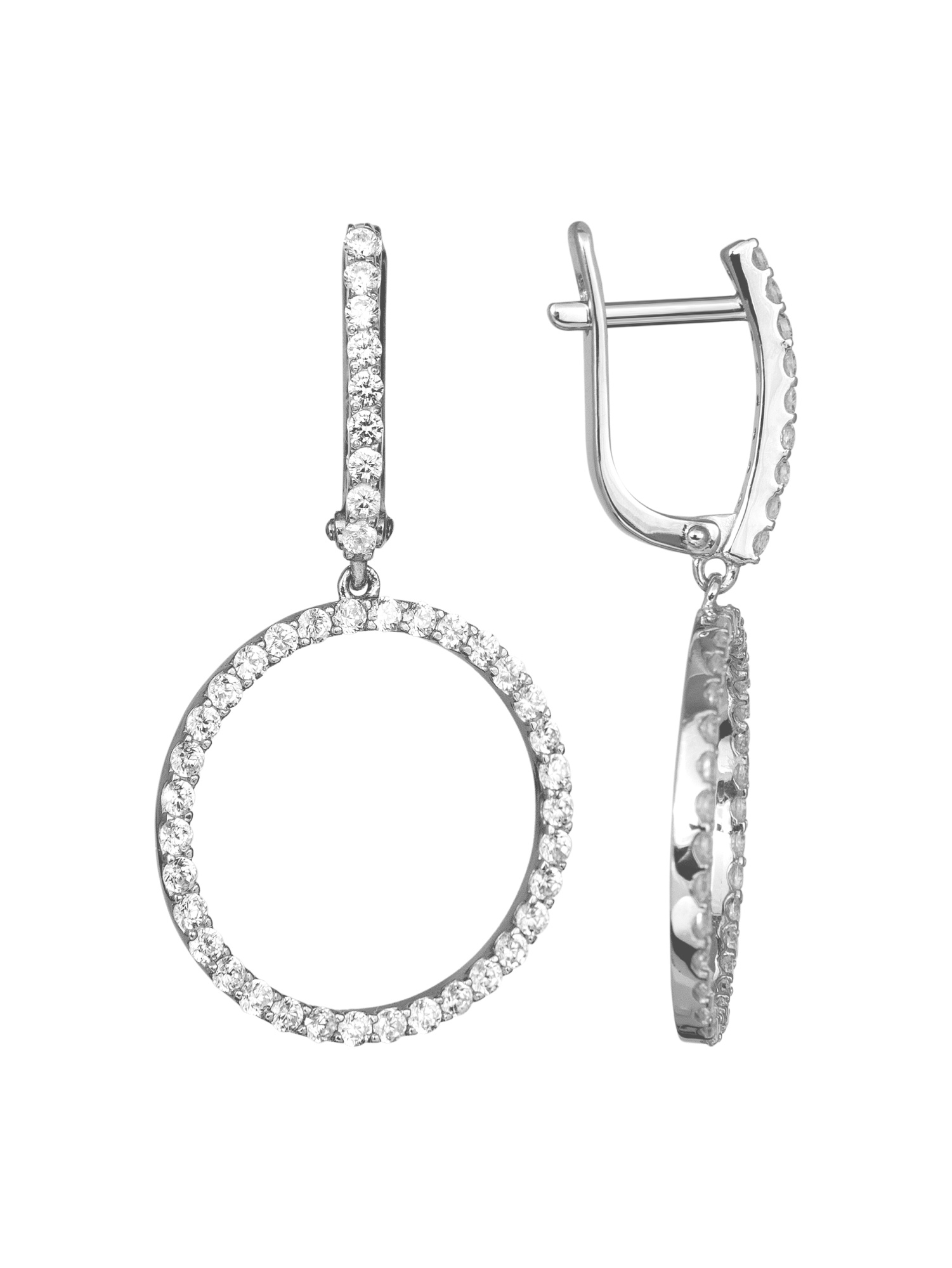 Серьги из серебра с камнем Фианит фото, цены