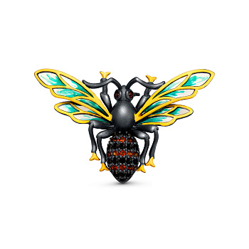 Брошь из серебра с камнем Гранат, вставками эмали, Шпинель фото, цены