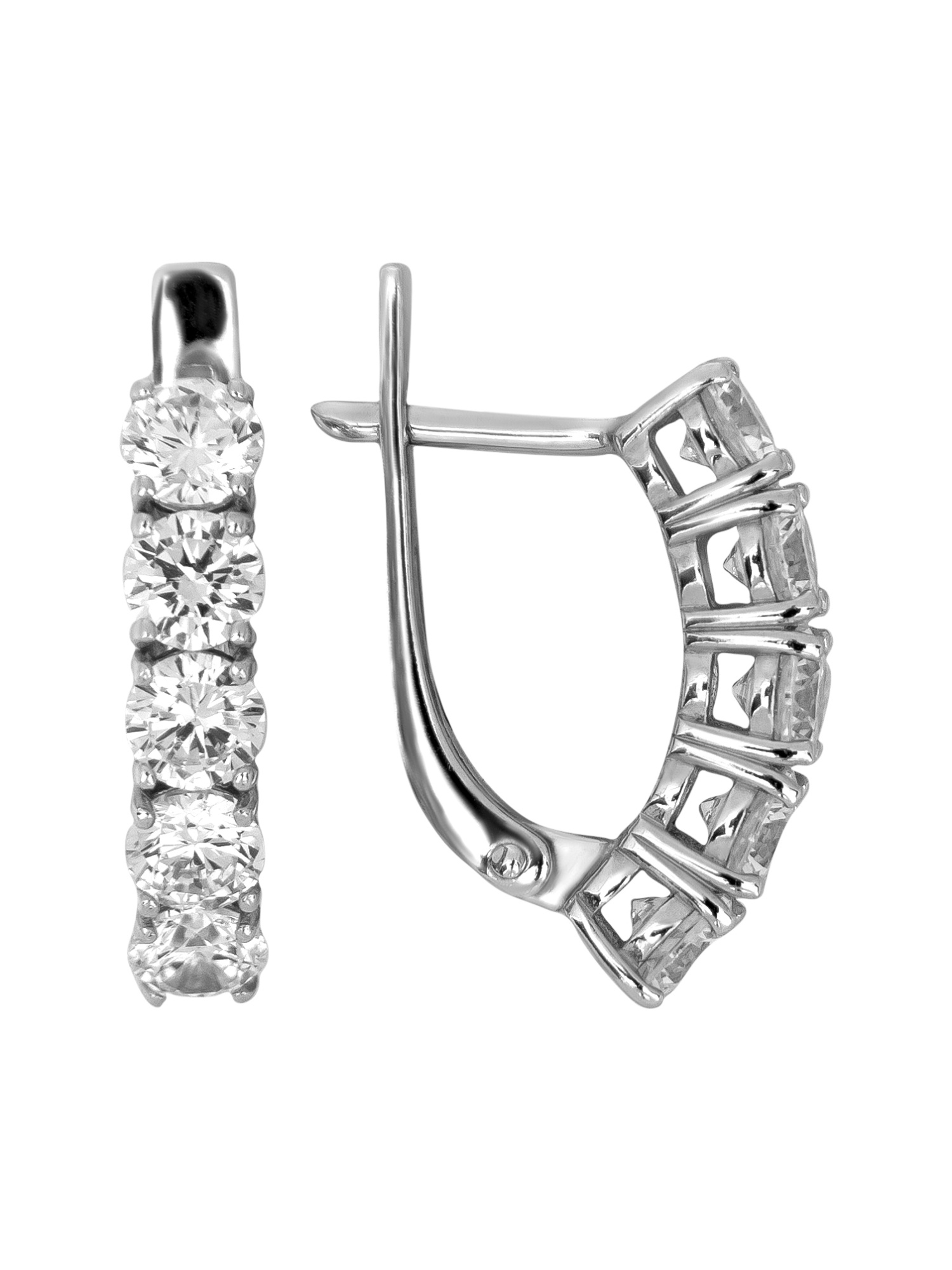 Серьги из серебра с камнем Фианит фото, цены