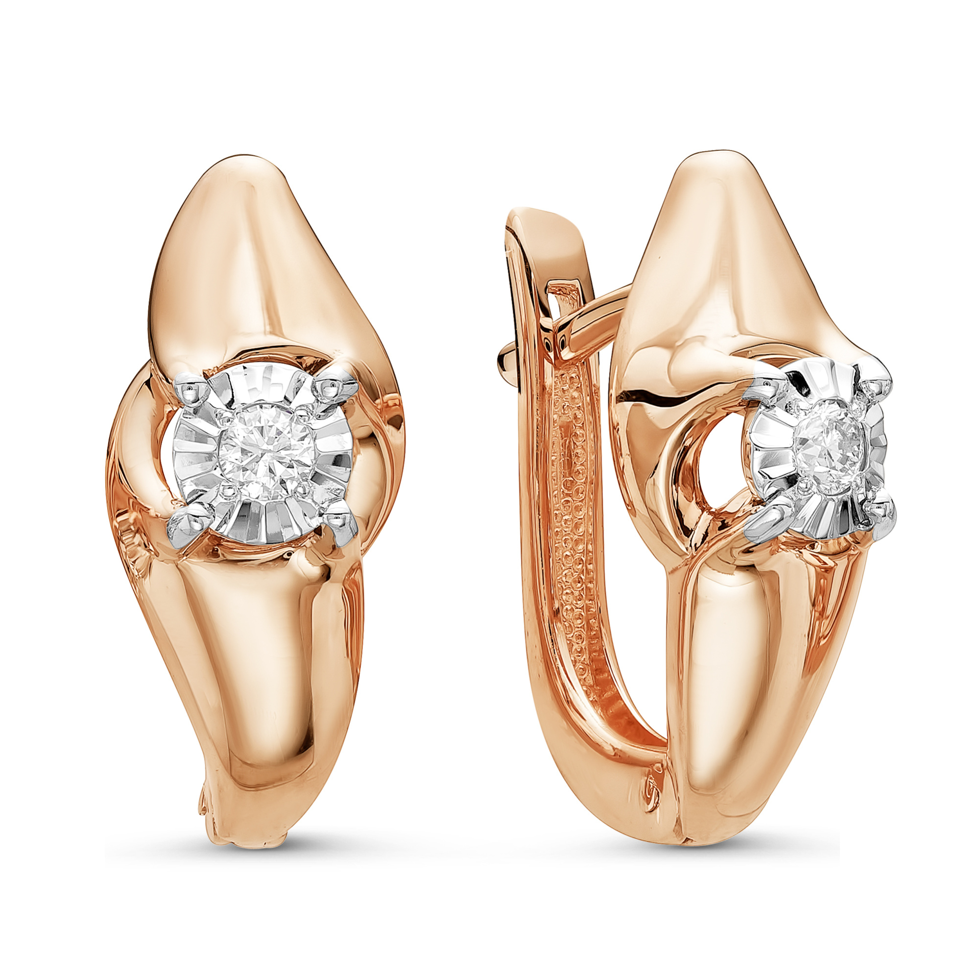 Серьги из золота с камнем Бриллиант фото, цены