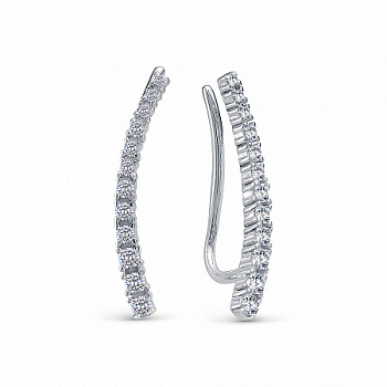 Серьги из серебра с камнем Фианит фото, цены