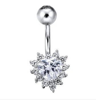 Пирсинг из серебра с камнем Циркон фото, цены