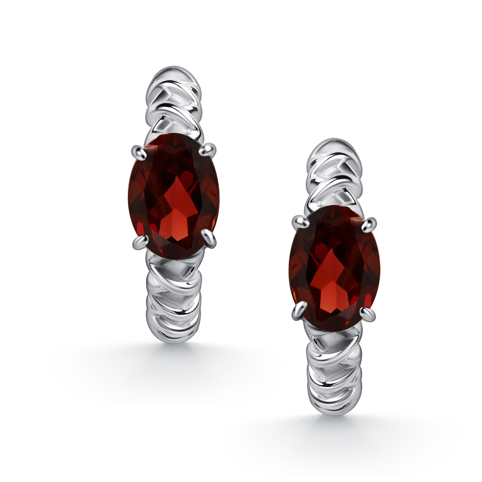 Серьги из серебра с камнем Гранат фото, цены