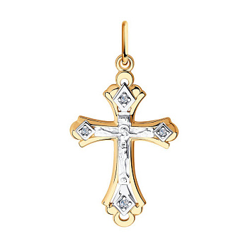 Крест из золота с камнем Фианит фото, цены