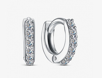 Серьги из серебра с камнем Фианит фото, цены