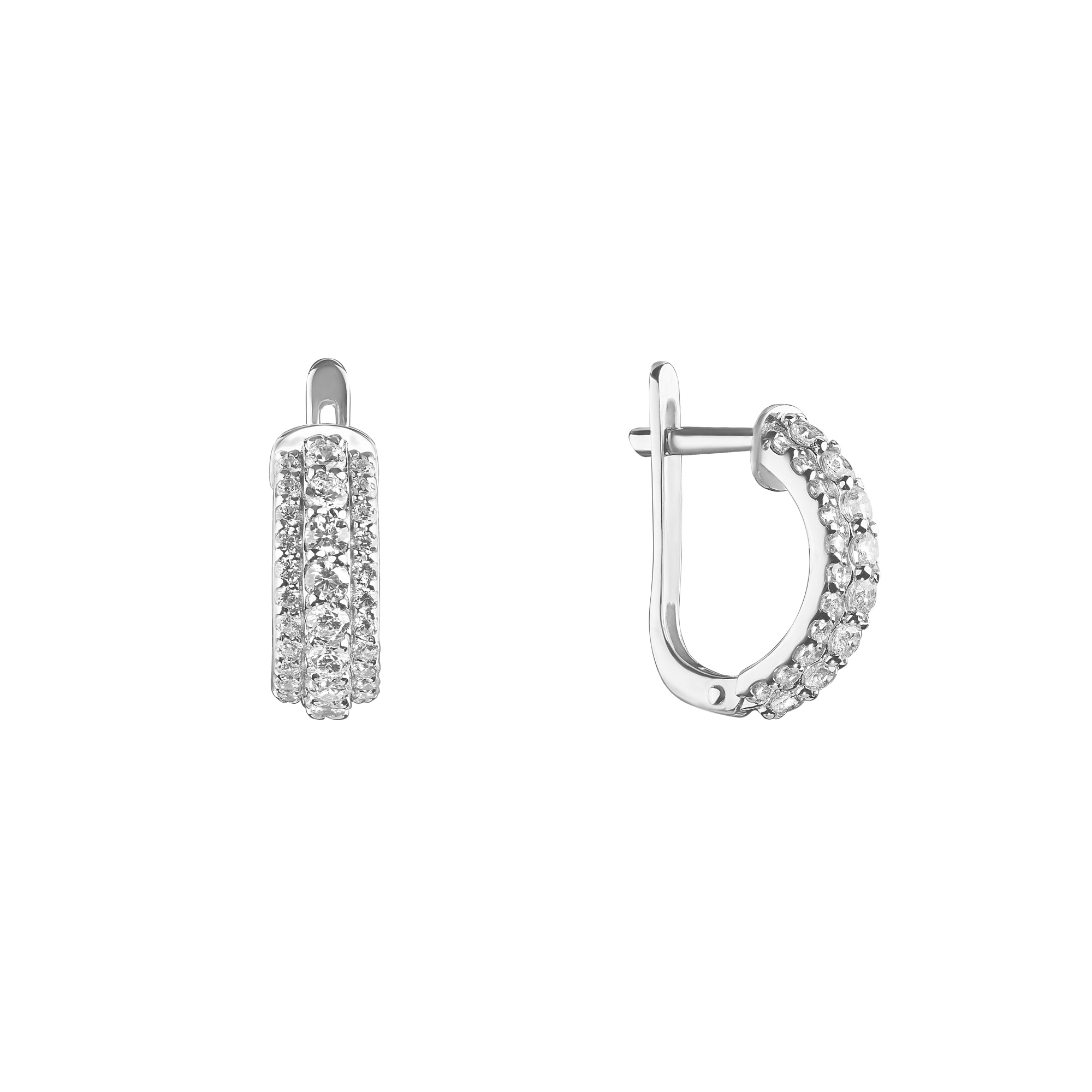 Серьги из серебра с камнем Фианит фото, цены