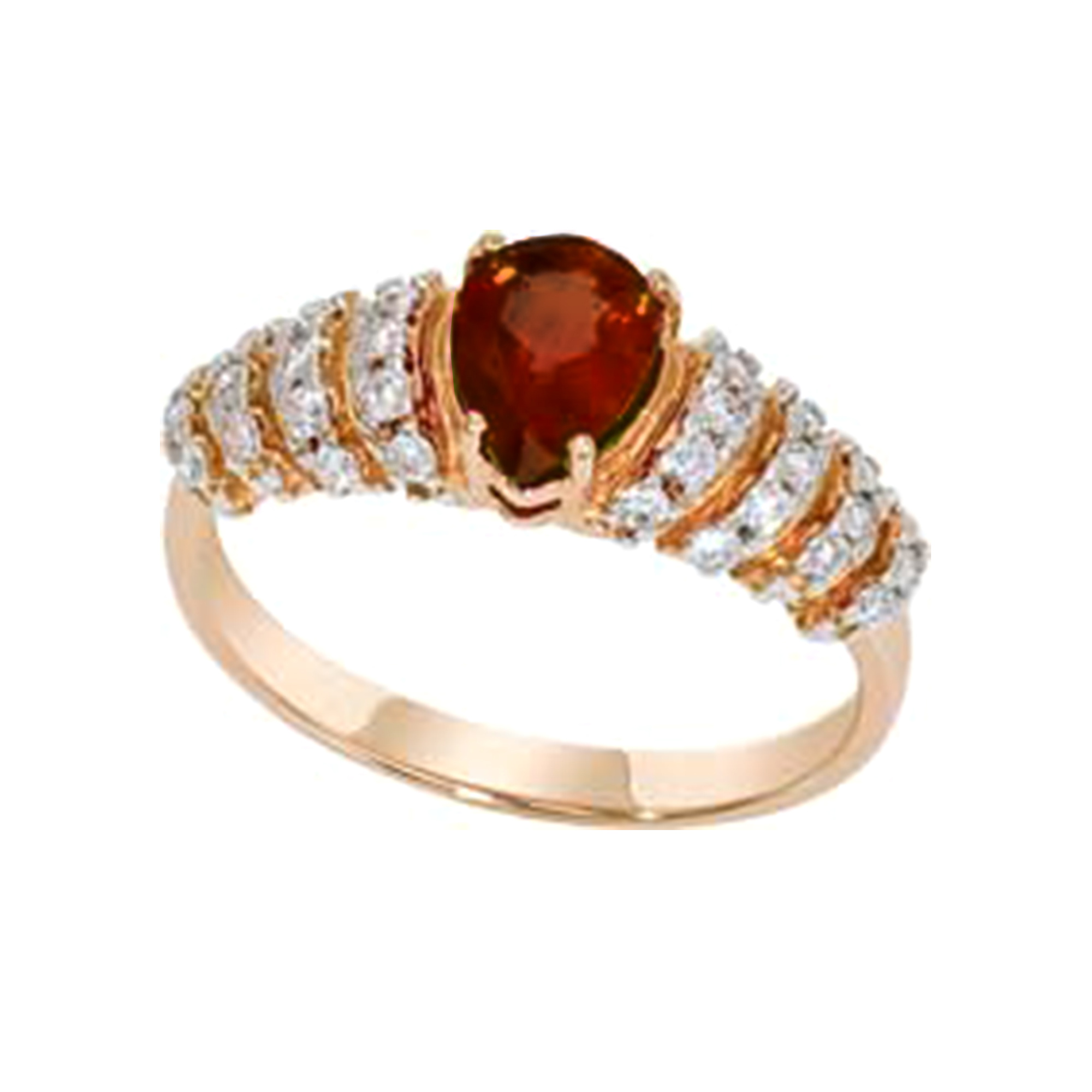 Кольцо из золота с камнем Гранат, Фианит фото, цены