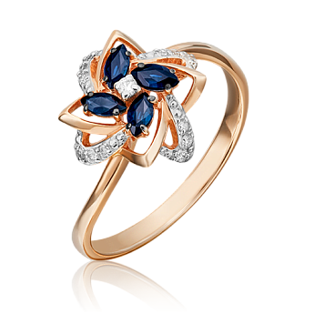 Кольцо из золота с камнем Бриллиант, Сапфир