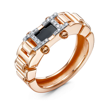 Кольцо из золота с камнем Фианит, Оникс фото, цены