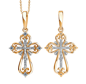 Крест из золота с камнем Фианит фото, цены