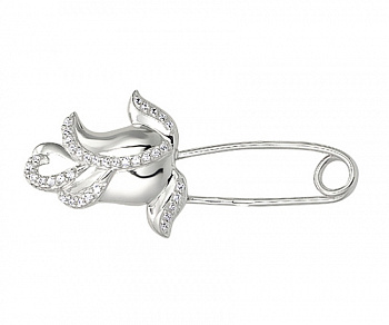 Булавка из серебра с камнем Фианит фото, цены