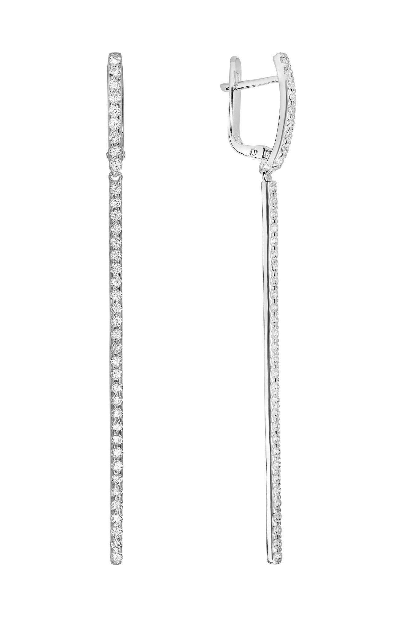 Серьги из серебра с камнем Фианит фото, цены