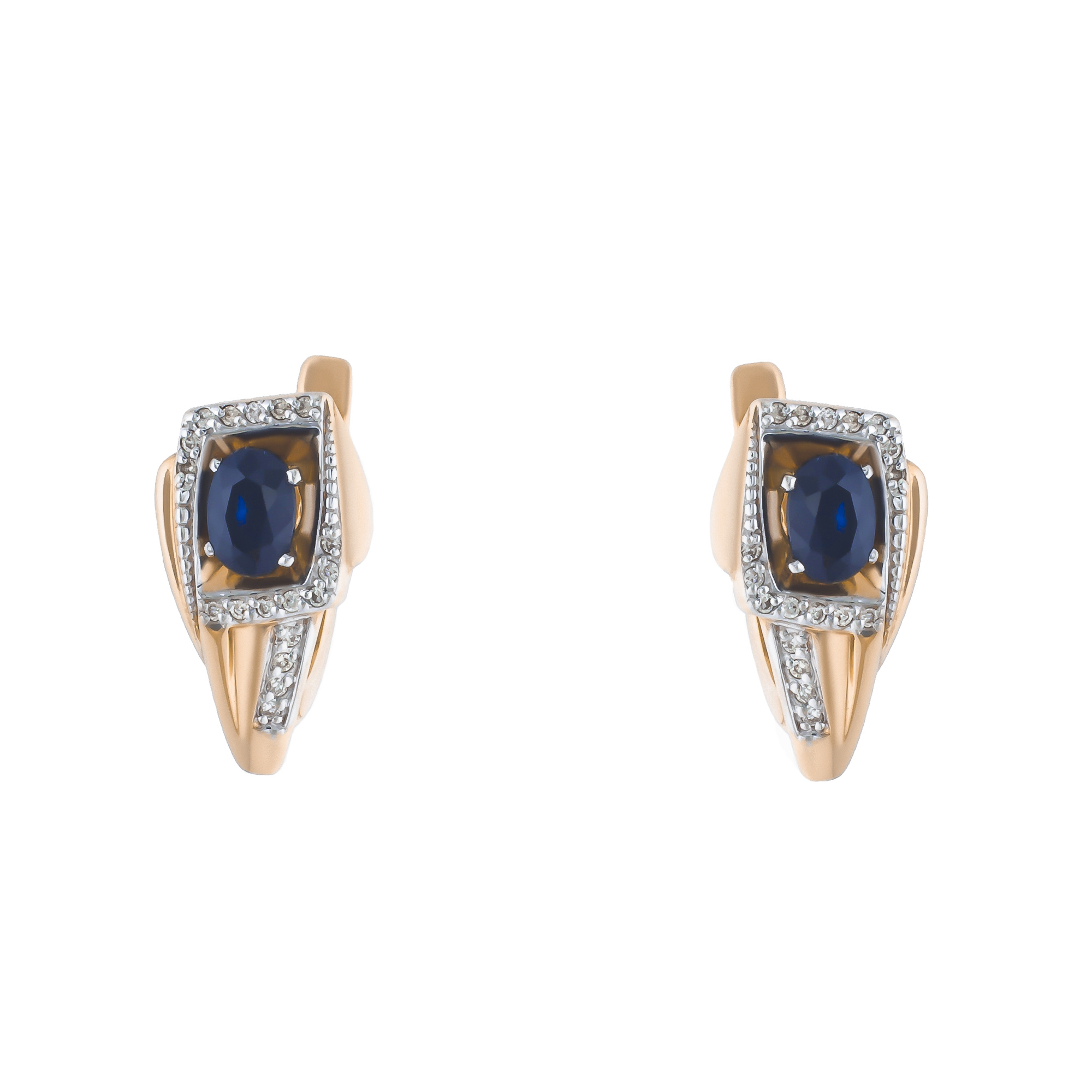 Серьги из золота с камнем Бриллиант, Сапфир фото, цены