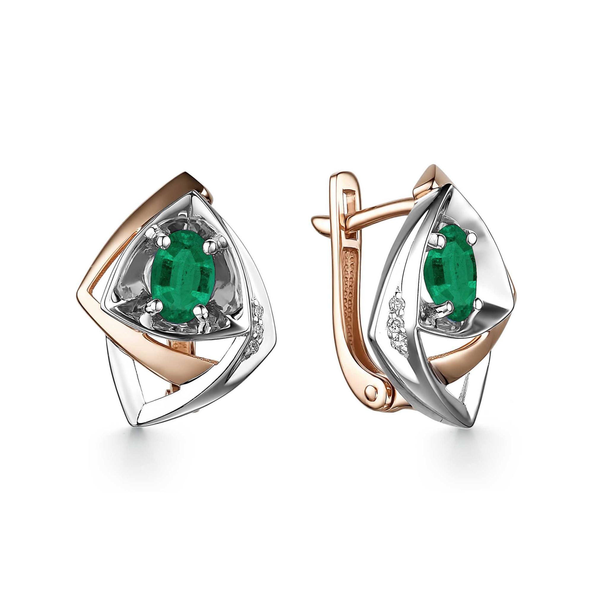 Серьги из золота с камнем Бриллиант, Изумруд фото, цены