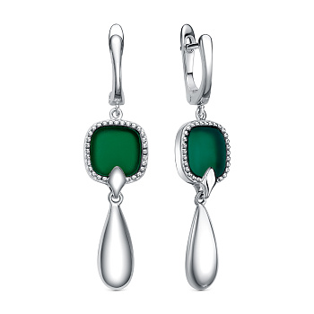 Серьги из серебра с камнем Агат фото, цены