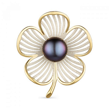 Брошь из серебра с камнем Жемчуг, вставками эмали фото, цены