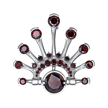 Брошь из серебра с камнем Гранат, Бриллиант фото, цены