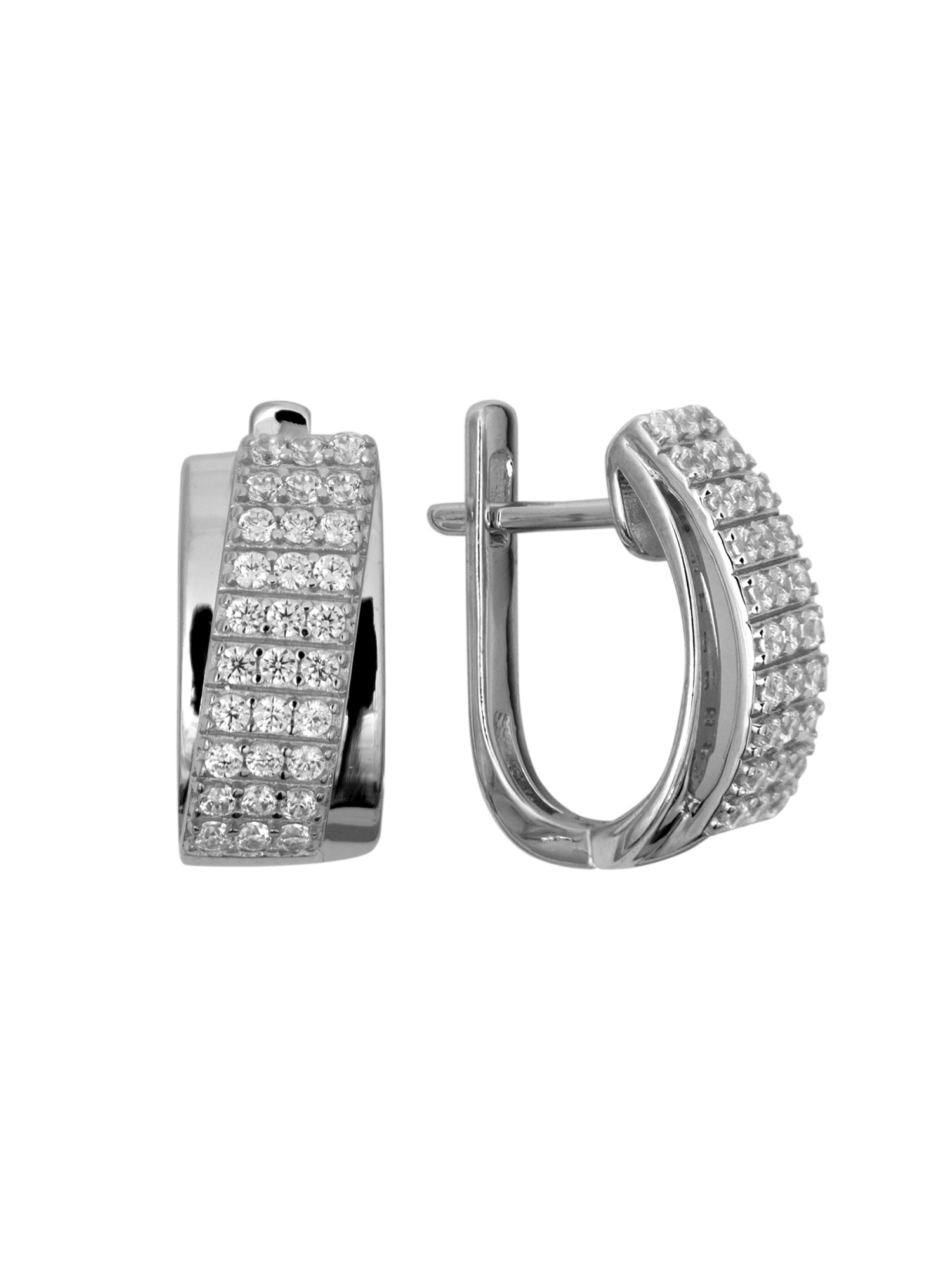 Серьги из серебра с камнем Фианит фото, цены