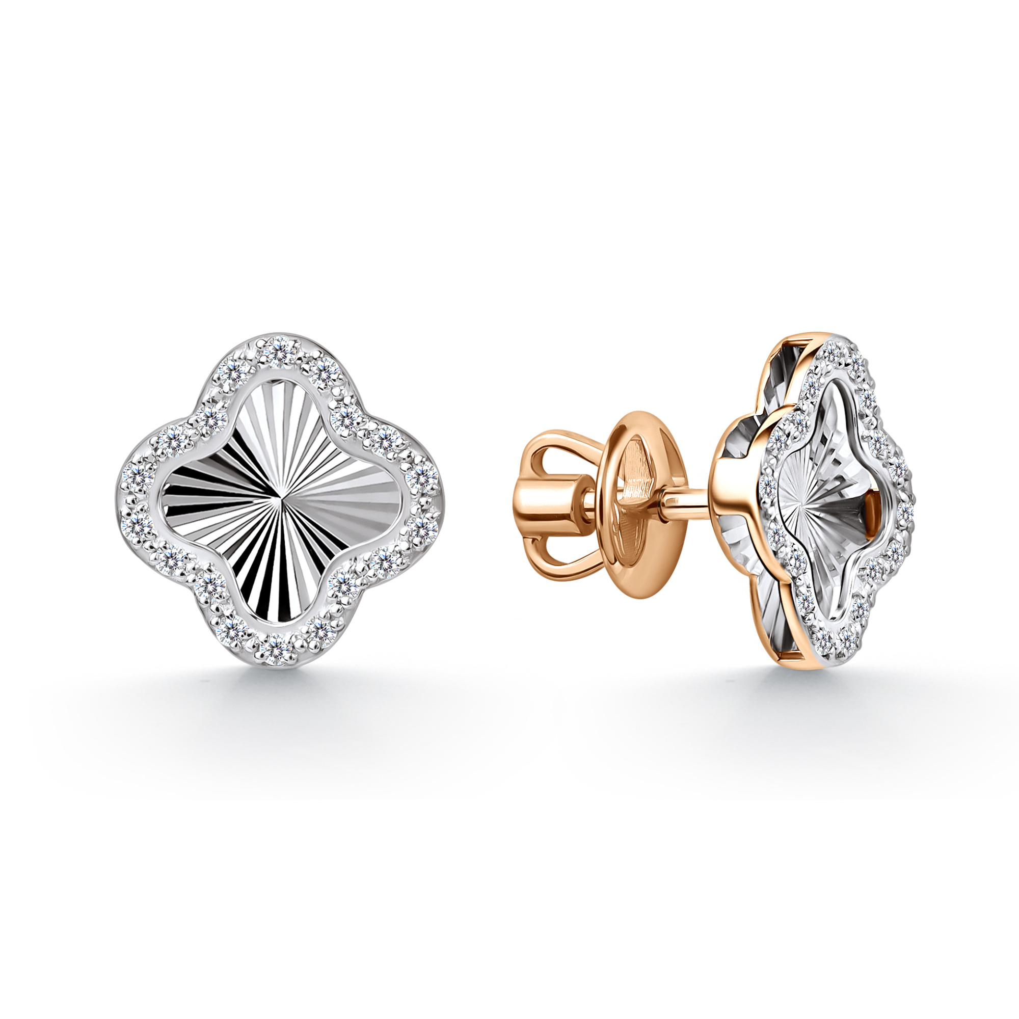 Пуссеты из золота с камнем Бриллиант фото, цены