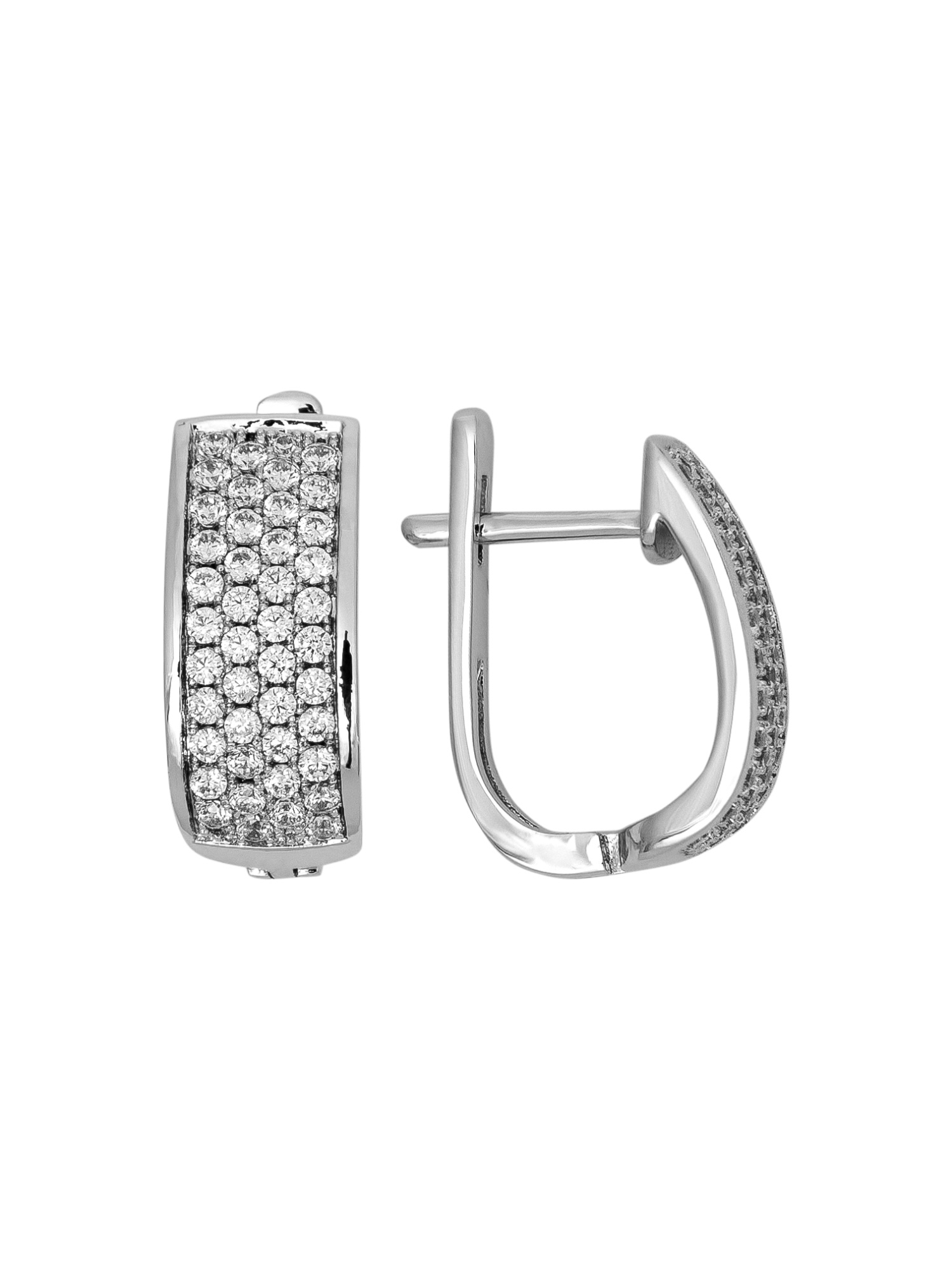 Серьги из серебра с камнем Фианит фото, цены