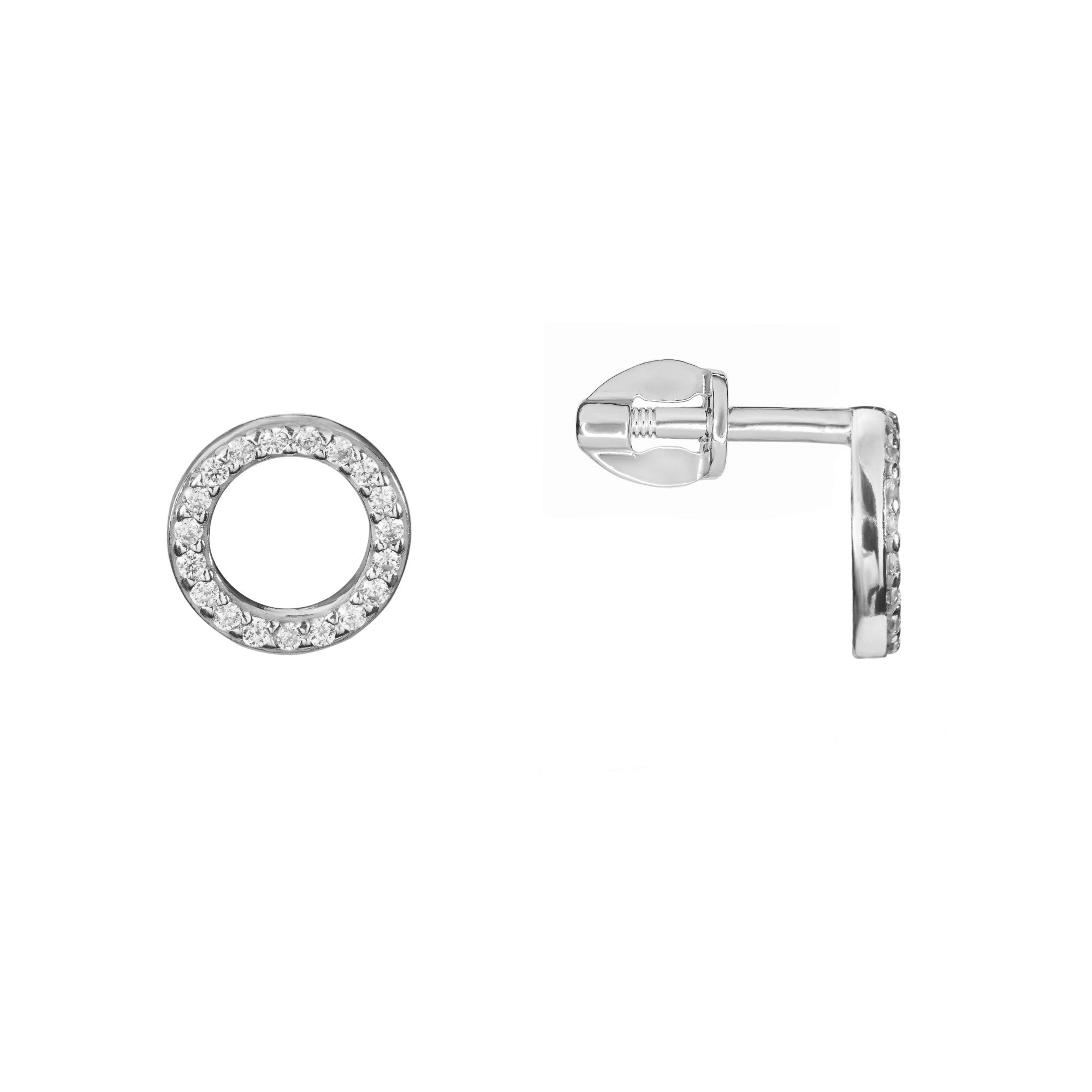 Пуссеты из серебра с камнем Фианит фото, цены