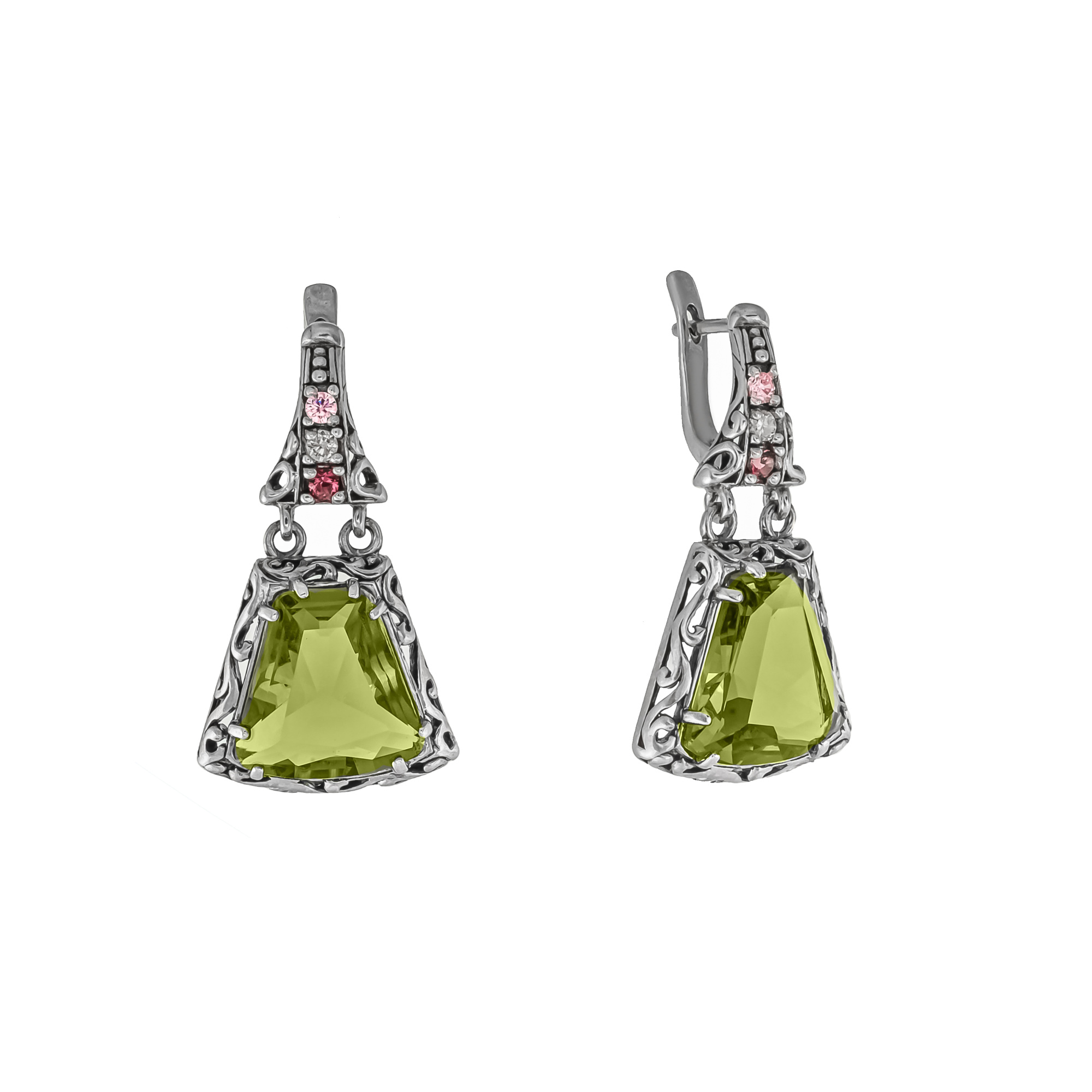 Серьги из серебра с камнем Аквамарин фото, цены