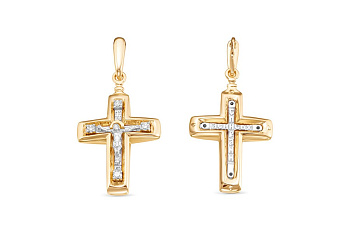 Крест из белого золота с камнем Бриллиант фото, цены