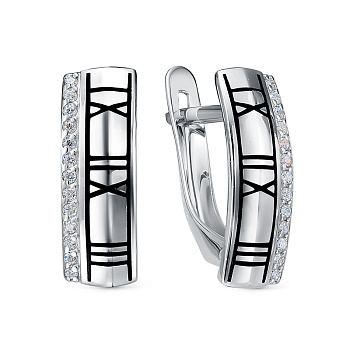 Серьги из серебра с камнем Фианит, вставками эмали фото, цены