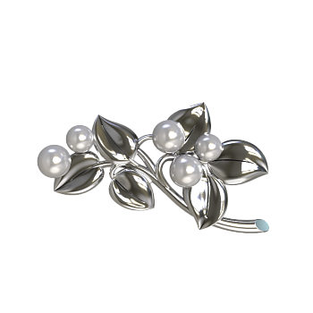 Брошь из серебра с камнем Жемчуг фото, цены