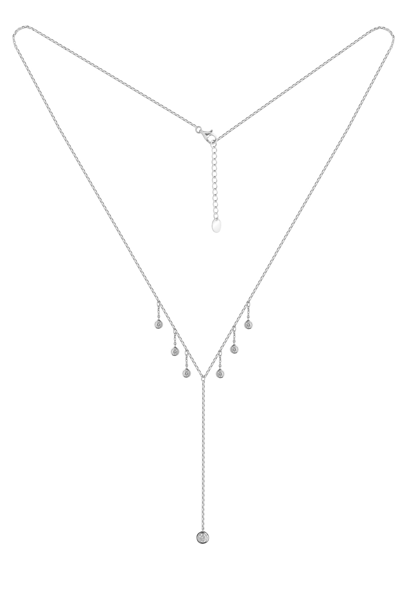 Колье из серебра с камнем Фианит фото, цены