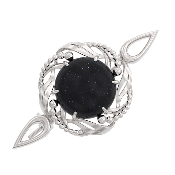 Брошь из серебра с камнем Фианит, Авантюрин фото, цены